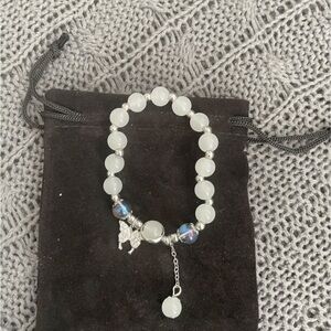Elegant Silver and White Beaded Bracelet